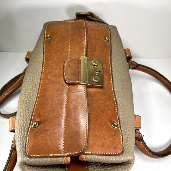 Dooney & Bourke Vintage Beige Leather Satchel Doctor Shoulder Bag- Distressed - Picture 4 of 12